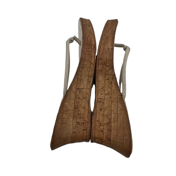 Chang Pierre White Cork Wedge T-Strap Sandals Size 39 Women's - Picture 6 of 12